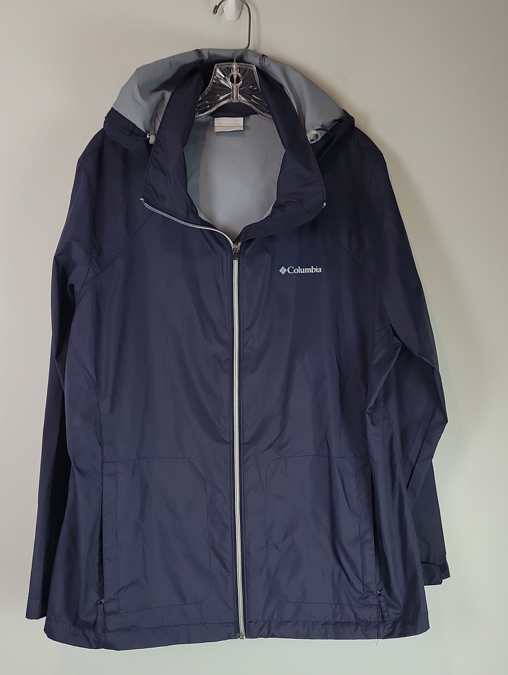 Columbia navy blue hooded rain jacket switchback IV size 1X